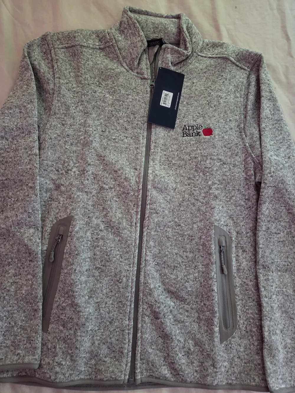 Men's Med Gray Full Zip Jacket w/Apple Bank Logo